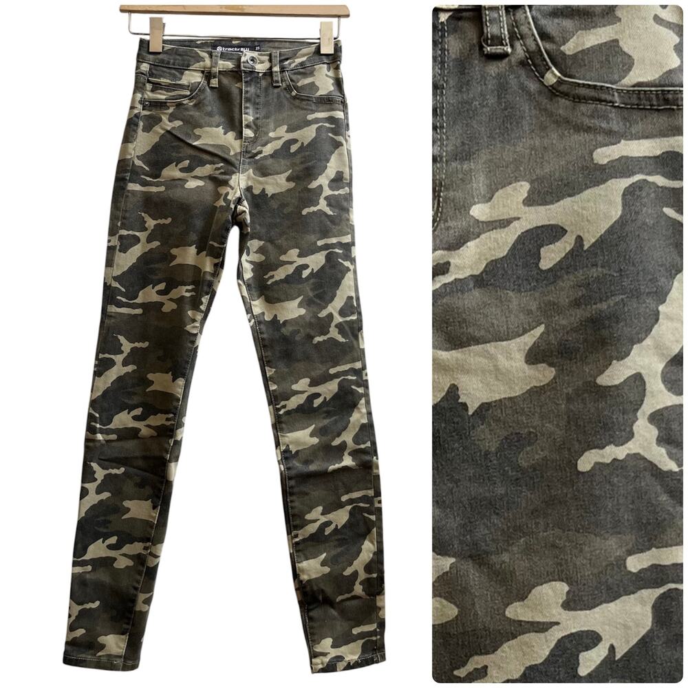 Tractr Camouflage Military Grunge Stretchy Skinny Jeans Size 25 Indie Sleaze